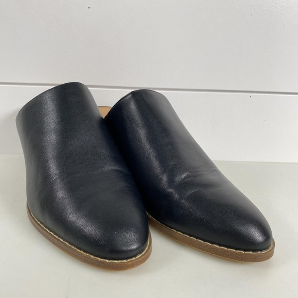 J.CREW Shoes Womens Size‎ 9 Black Mule Heels Block Stacked Heel Slip On BJ261